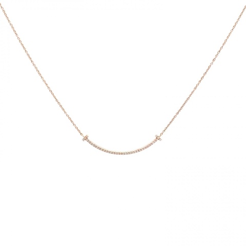 TIFFANY&CO T微笑項鏈小號滿鑽18K玫瑰金/鑽石