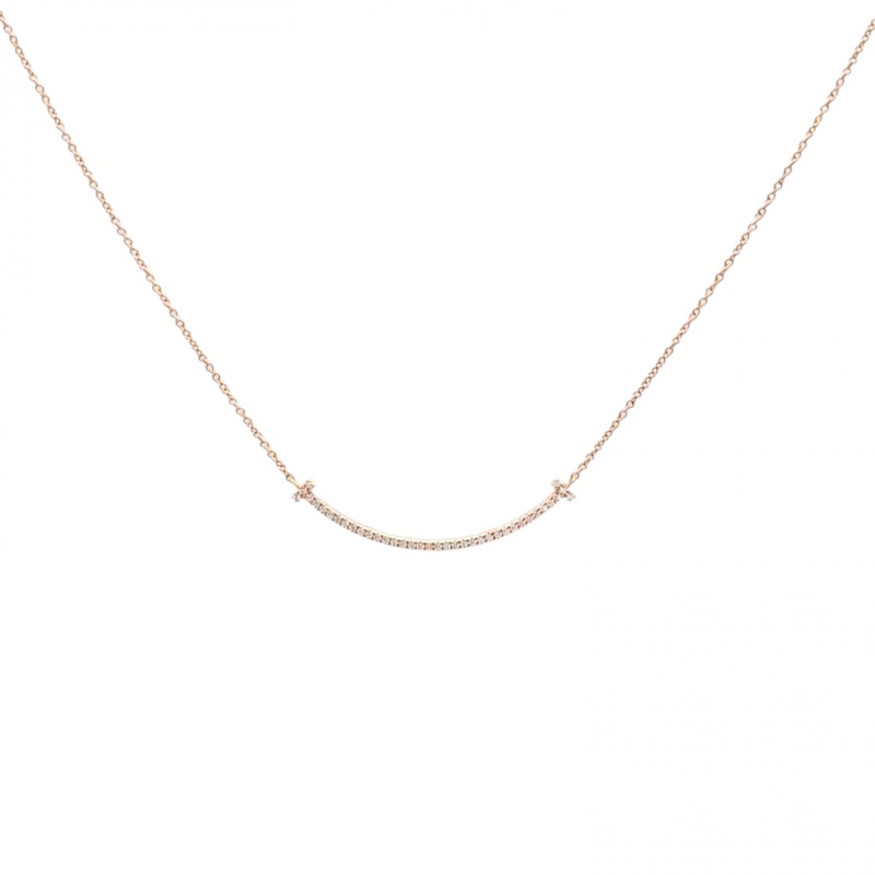 TIFFANY&CO T微笑項鏈小號滿鑽18K玫瑰金/鑽石-0