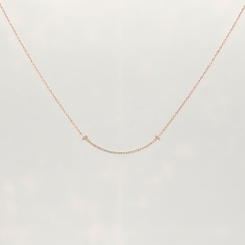 TIFFANY&CO T微笑項鏈小號滿鑽18K玫瑰金/鑽石-1