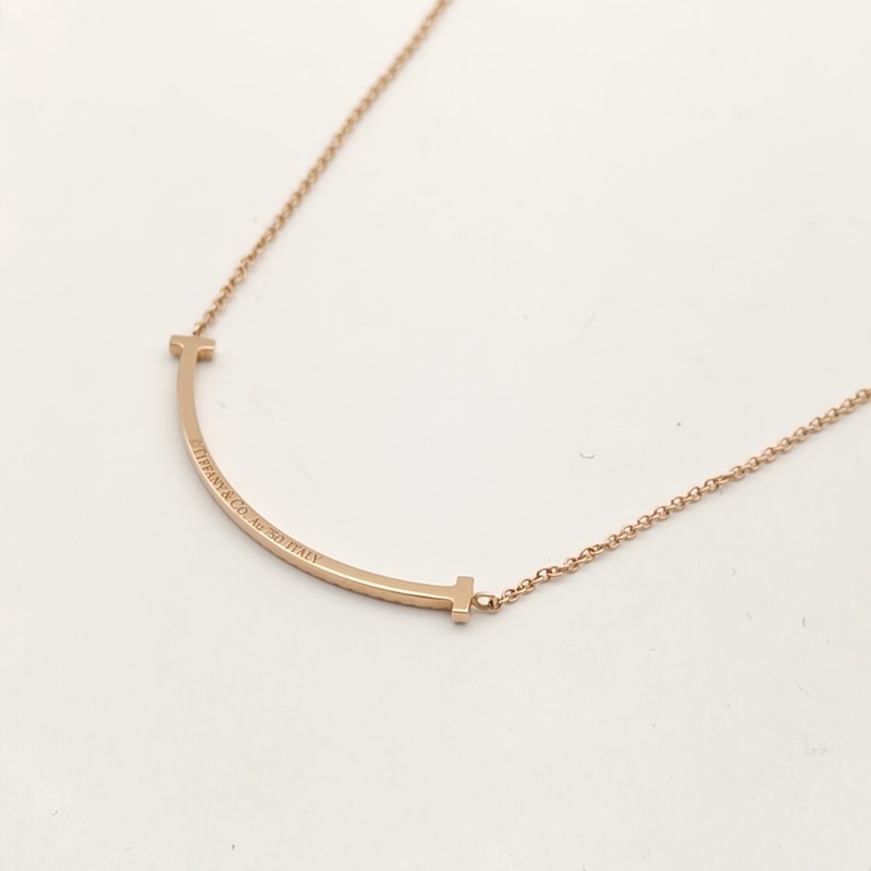 TIFFANY&CO T微笑項鏈小號滿鑽18K玫瑰金/鑽石-3