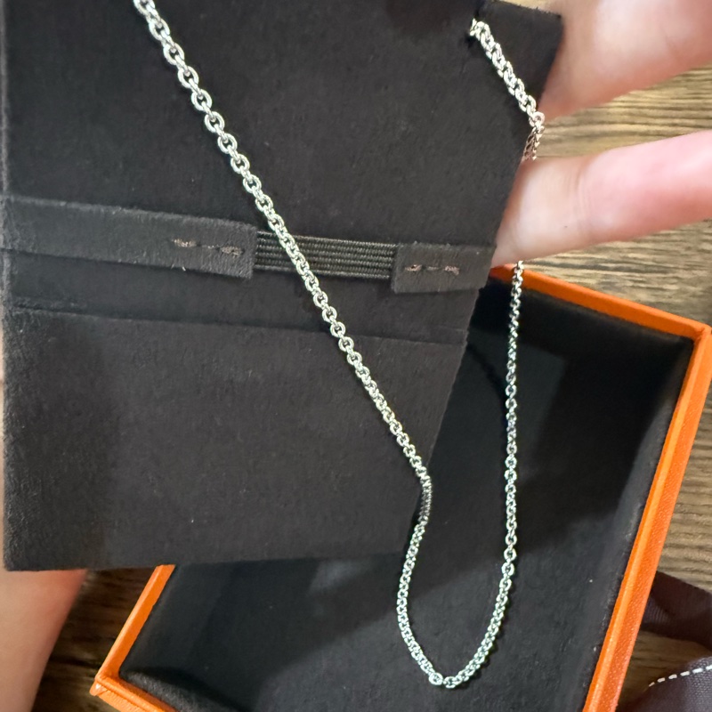 💖Hermes 銀飾 圓牌 項鍊💖 925純銀 全新 但有髮絲紋-4
