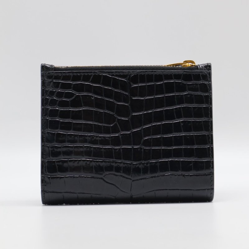 YSL 鱷魚壓紋雙折短夾-1