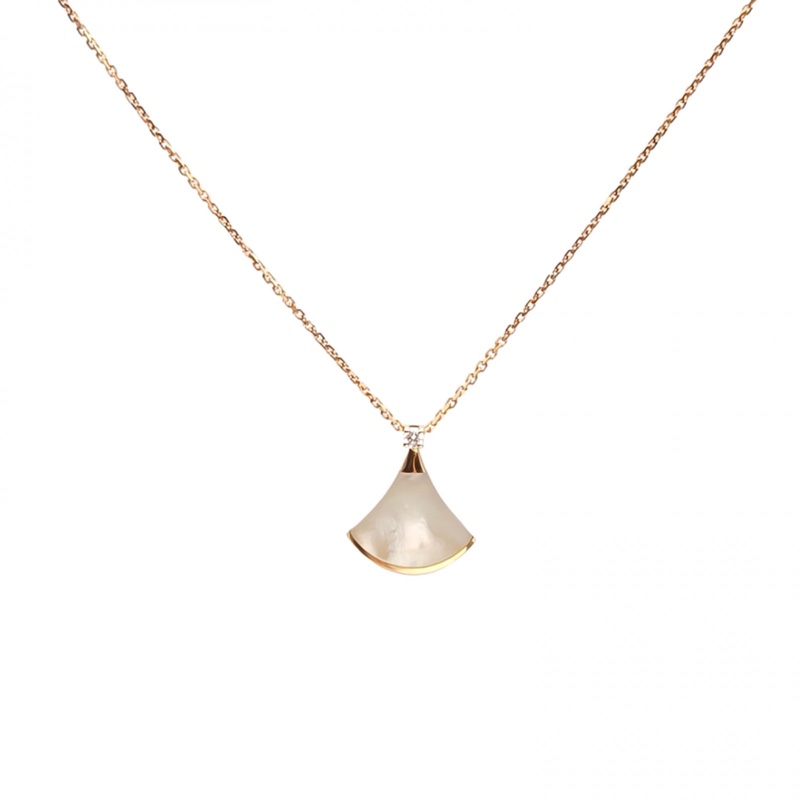 BVLGARI DIVASDREAM白母貝單鑽小扇子項鏈18K玫瑰金-0