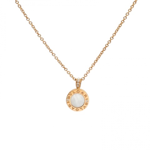 BVLGARI BVLGARI系列圓餅瑪瑙項鏈18K玫瑰金/鑽石/白貝母