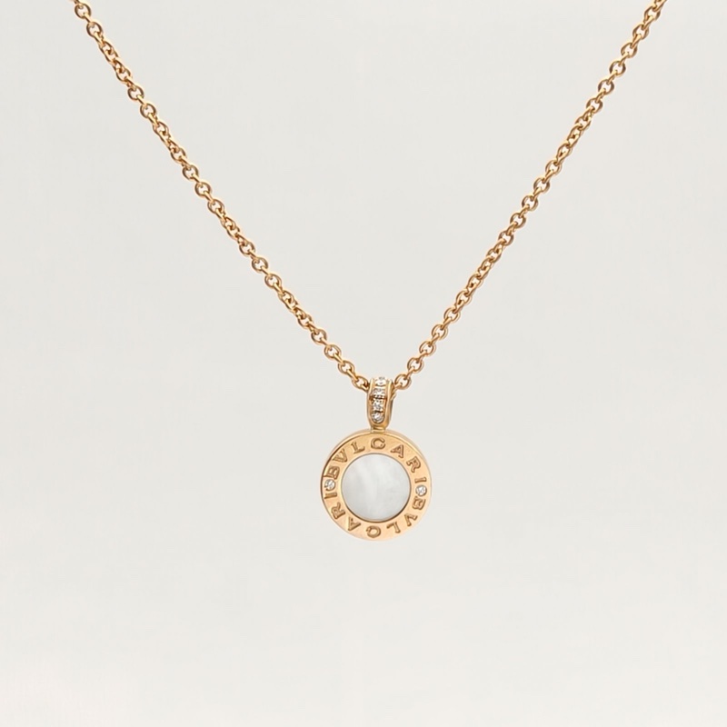 BVLGARI BVLGARI系列圓餅瑪瑙項鏈18K玫瑰金/鑽石/白貝母-1