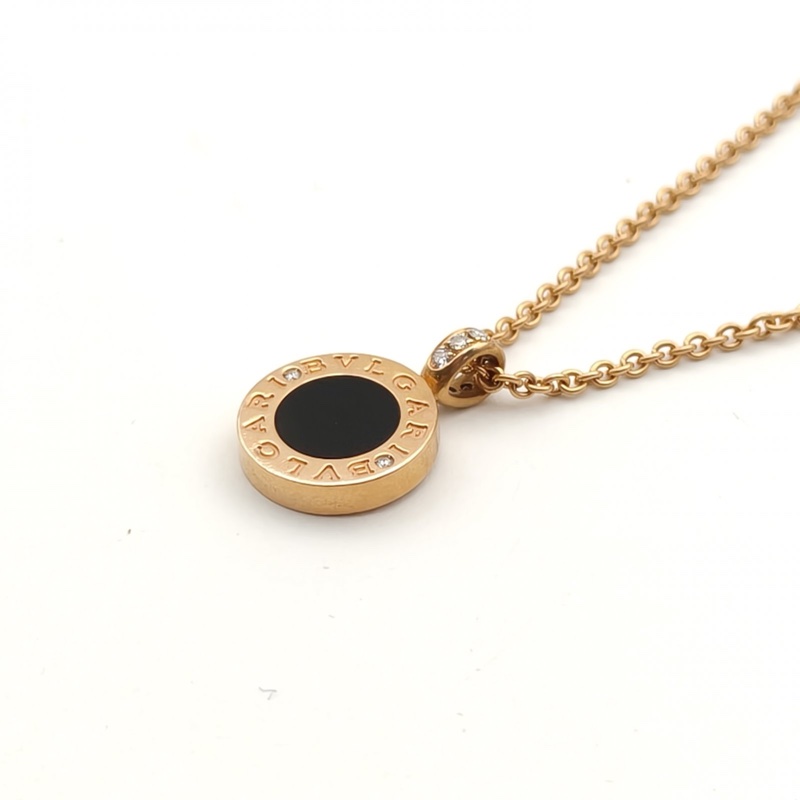 BVLGARI BVLGARI系列圓餅瑪瑙項鏈18K玫瑰金/鑽石/白貝母-3
