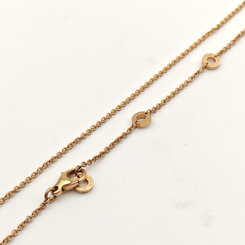 BVLGARI BVLGARI系列圓餅瑪瑙項鏈18K玫瑰金/鑽石/白貝母-4