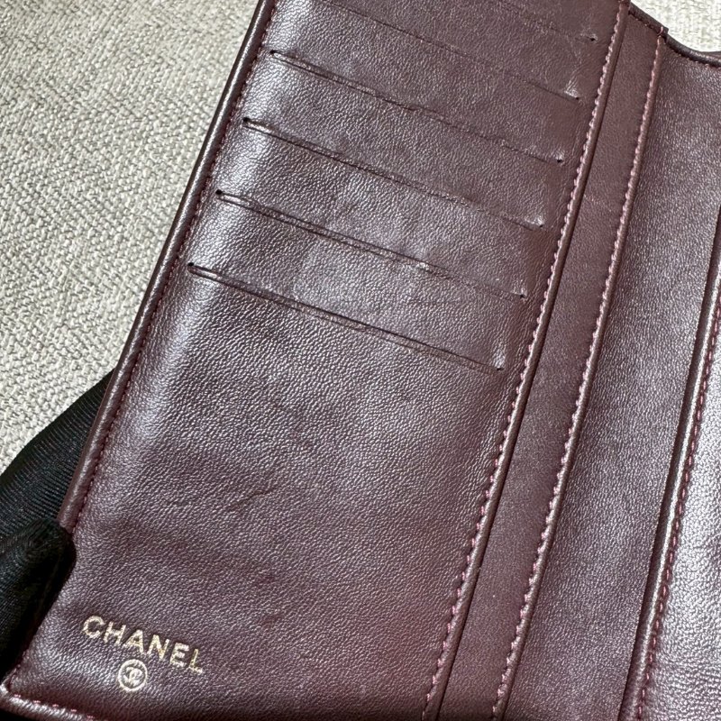 CHANEL 經典雙C菱格小羊皮長夾-10
