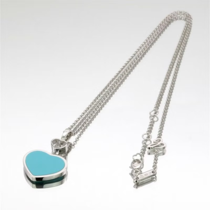 蕭邦 CHOPARD HAPPY HEARTS 18K金 土耳其石 鑽石 愛心型 項鍊 項鏈 吊墜-1