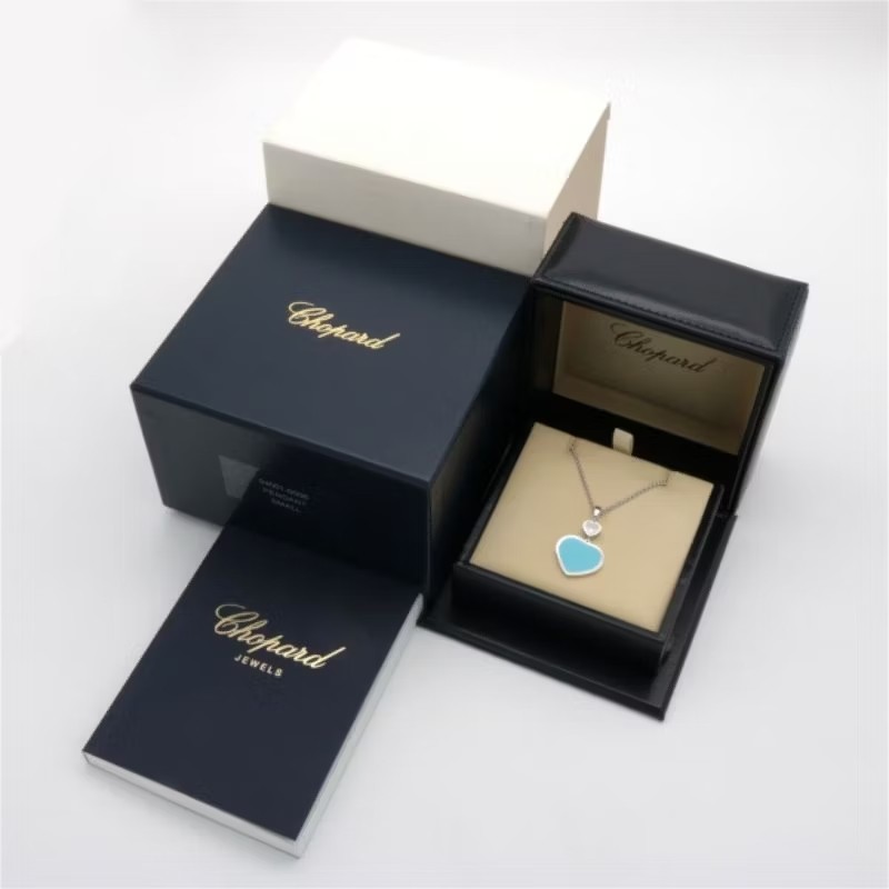 蕭邦 CHOPARD HAPPY HEARTS 18K金 土耳其石 鑽石 愛心型 項鍊 項鏈 吊墜-4