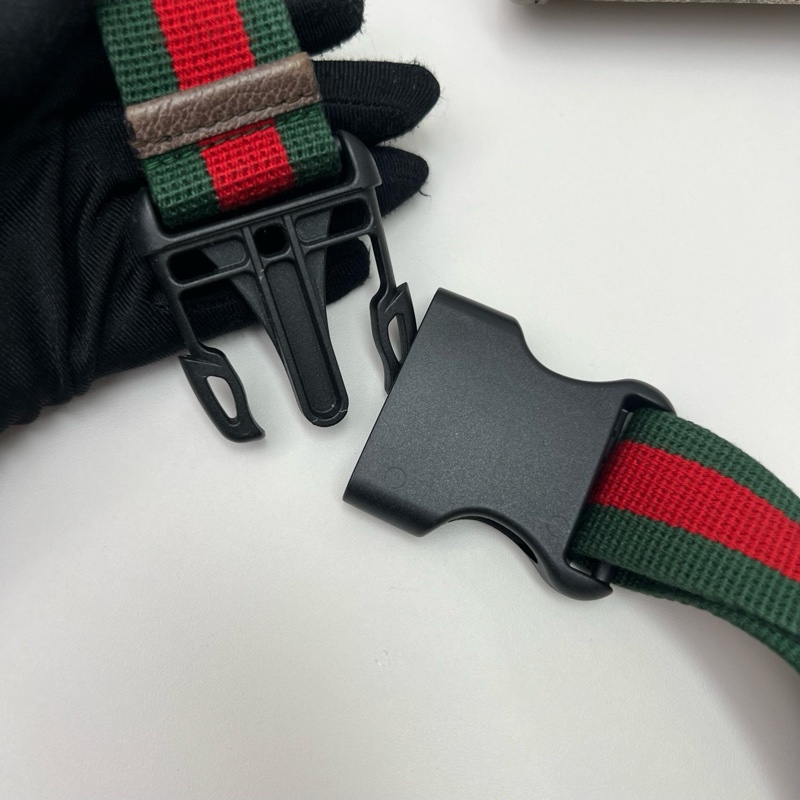 Gucci古馳老花男女通用帆布單面虎頭腰包胸包-5