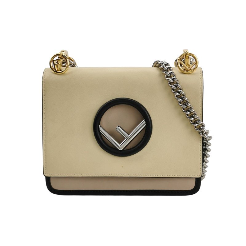 Fendi Kan I F小號牛皮純色F is Fendi標誌單肩包斜挎包-0