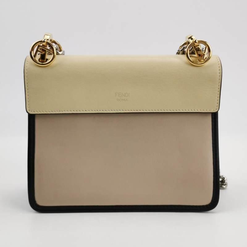 Fendi Kan I F小號牛皮純色F is Fendi標誌單肩包斜挎包-4
