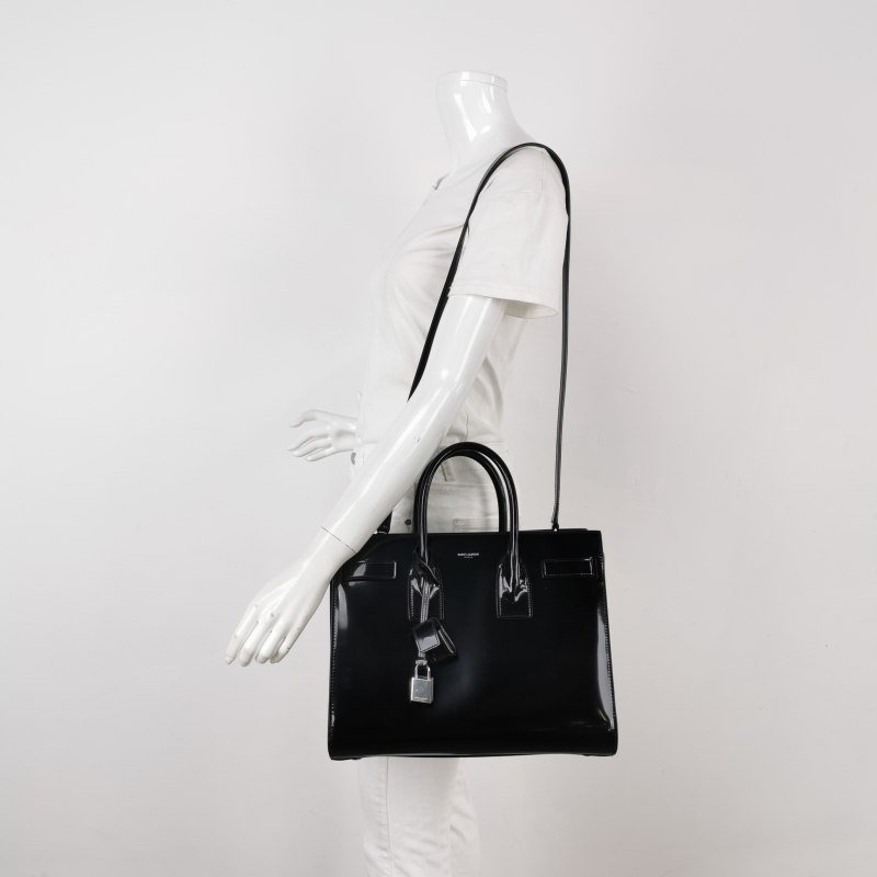 Saint Laurent Sac de Jour 小號牛皮純色字母徽標風琴包單肩包-1