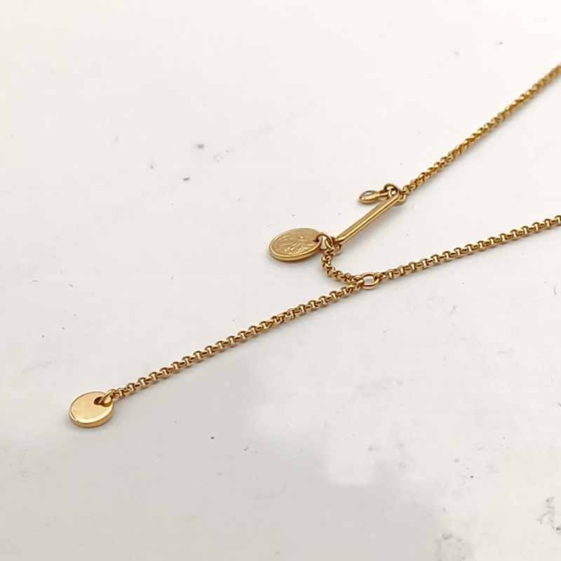 HERMES 18K玫瑰金鑽石藏書章項鏈//-2