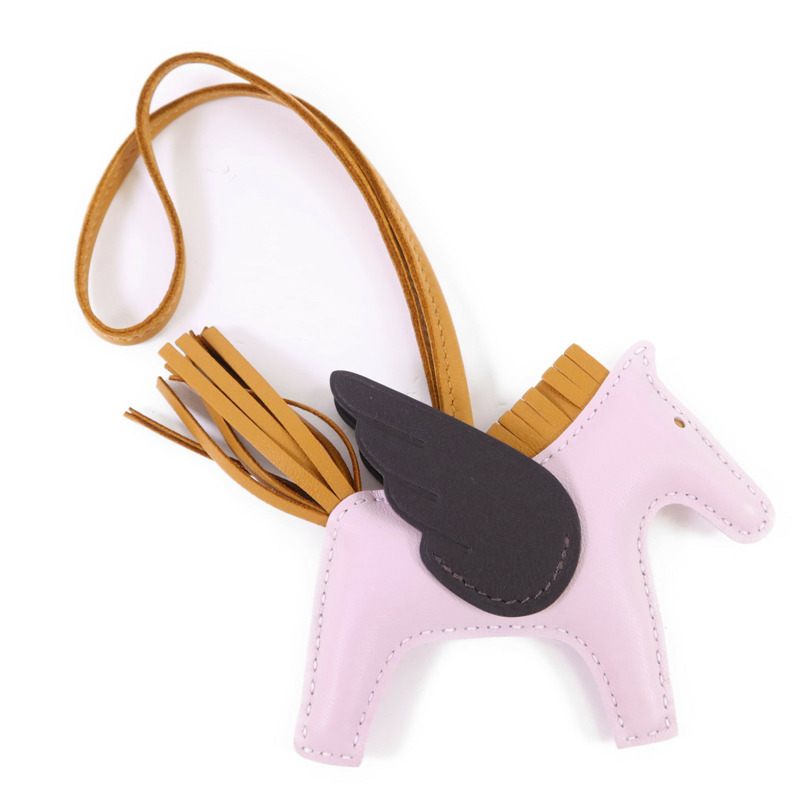HERMES Milo/Swift皮革Rodeo Pegase PM掛飾Sesame/Ebene/Mauve Pale-1