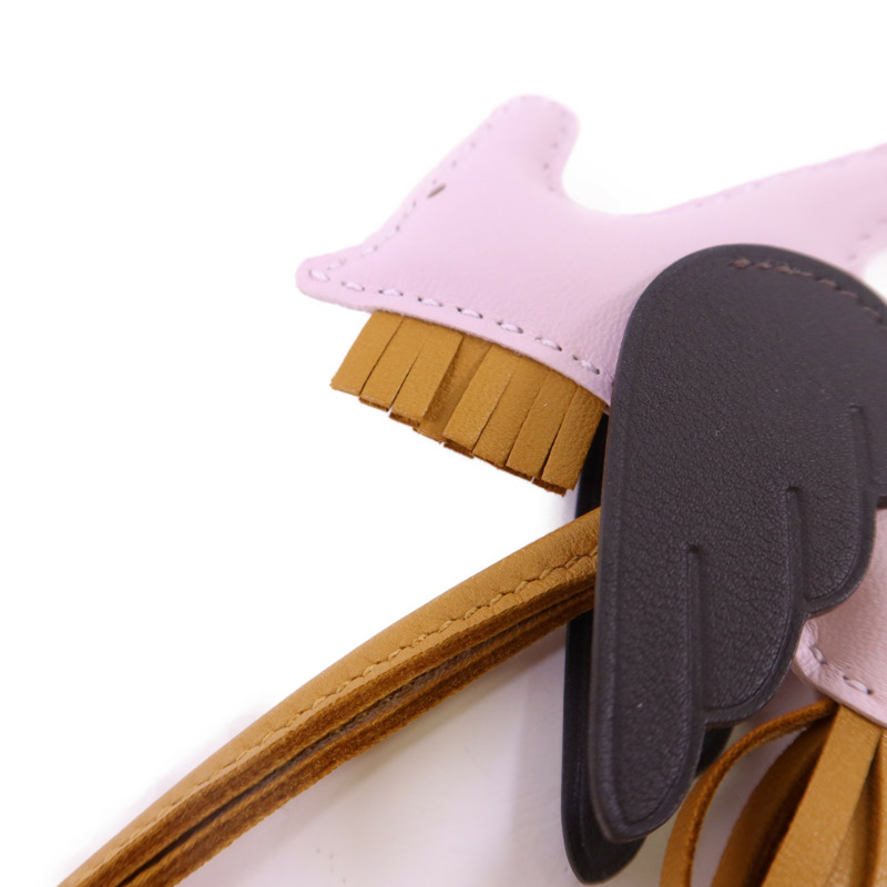 HERMES Milo/Swift皮革Rodeo Pegase PM掛飾Sesame/Ebene/Mauve Pale-3