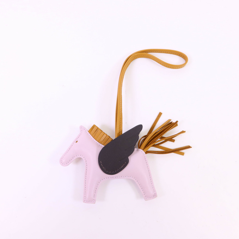 HERMES Milo/Swift皮革Rodeo Pegase PM掛飾Sesame/Ebene/Mauve Pale-6