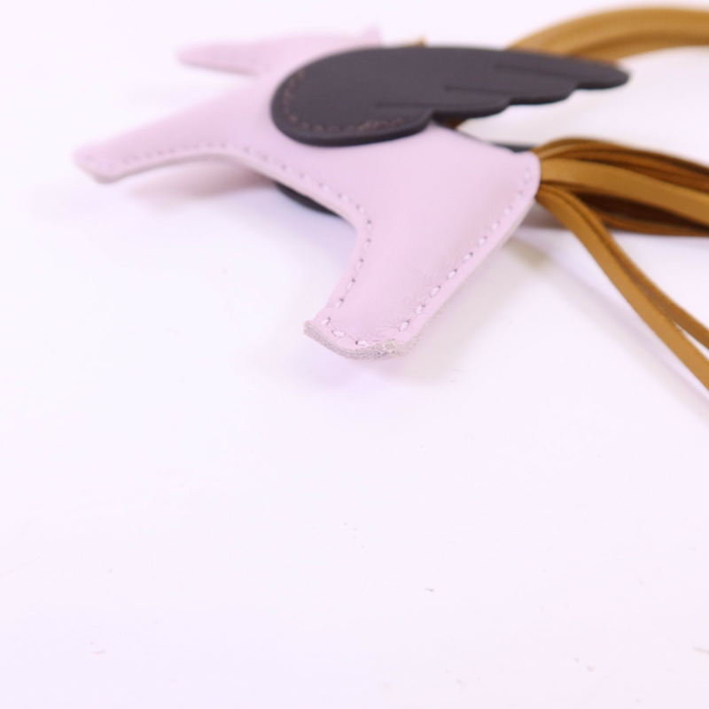 HERMES Milo/Swift皮革Rodeo Pegase PM掛飾Sesame/Ebene/Mauve Pale-8