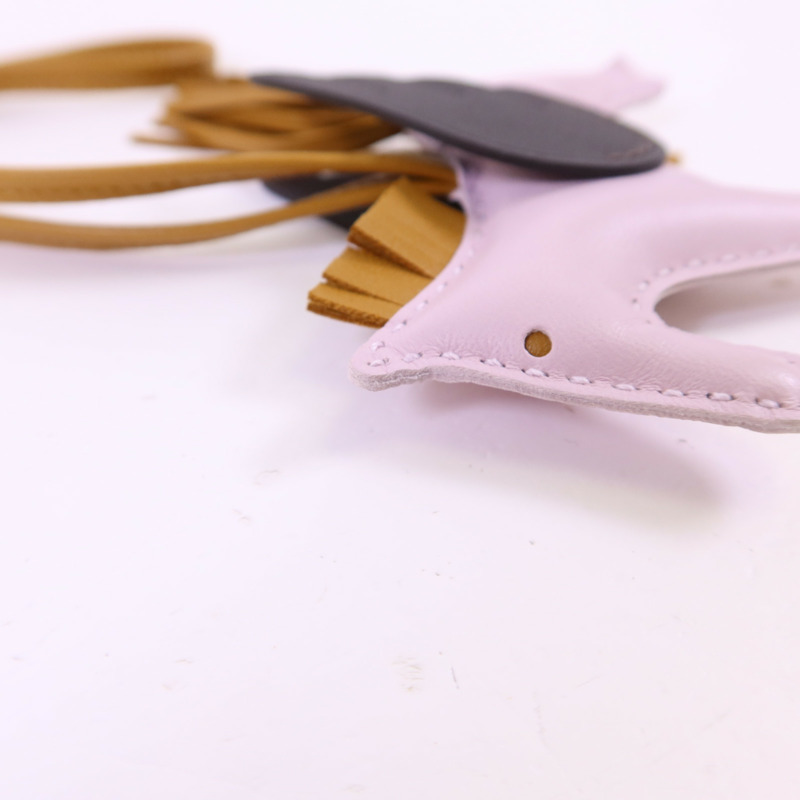 HERMES Milo/Swift皮革Rodeo Pegase PM掛飾Sesame/Ebene/Mauve Pale-9