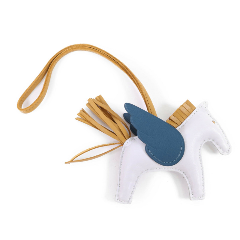 HERMES Milo/Swift皮革Rodeo Pegase PM掛飾Brume/Sesame/Vert Bosphore-1