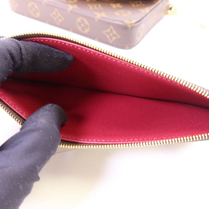 LOUIS VUITTON Monogram Felicie Pochette金扣鏈帶肩背袋-10