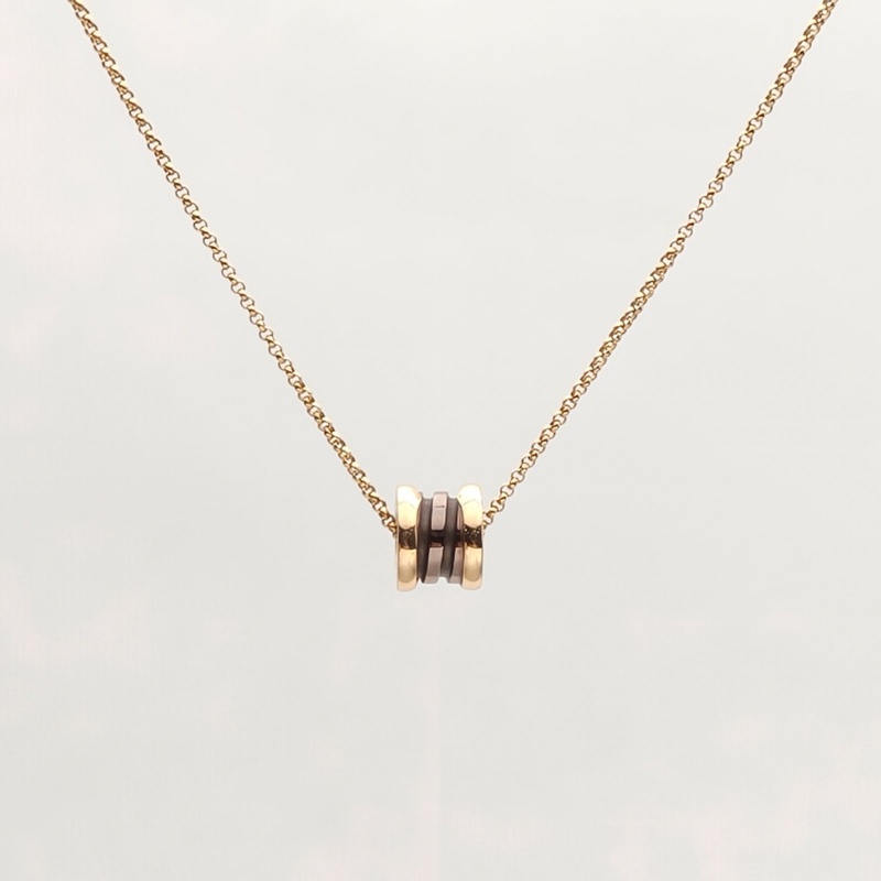 BVLGARI B.ZERO1小蠻腰項鏈18K玫瑰金/鈦陶瓷項鏈-1