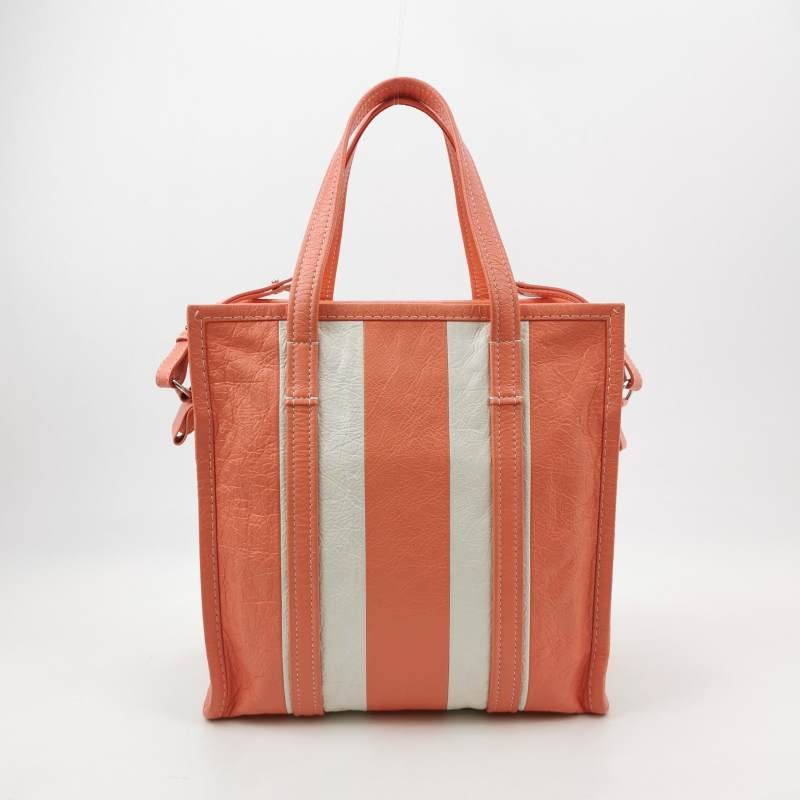 Balenciaga Bazar油蠟皮拼色條紋logo小微標斜挎包單肩包-4