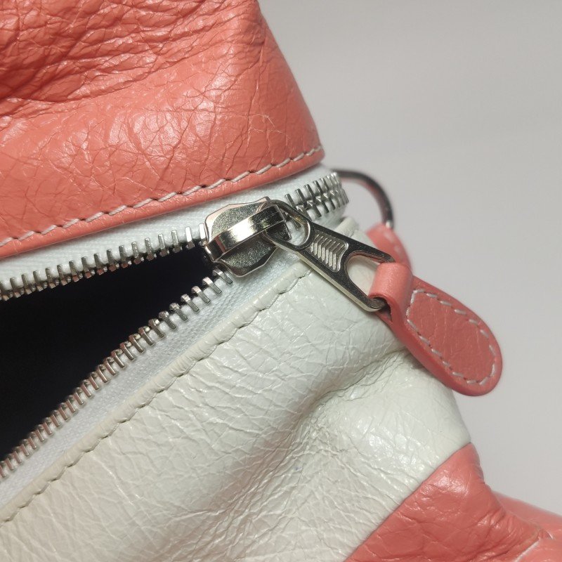 Balenciaga Bazar油蠟皮拼色條紋logo小微標斜挎包單肩包-9