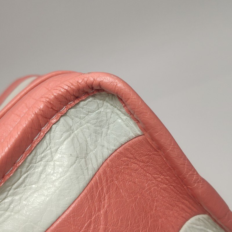 Balenciaga Bazar油蠟皮拼色條紋logo小微標斜挎包單肩包-13