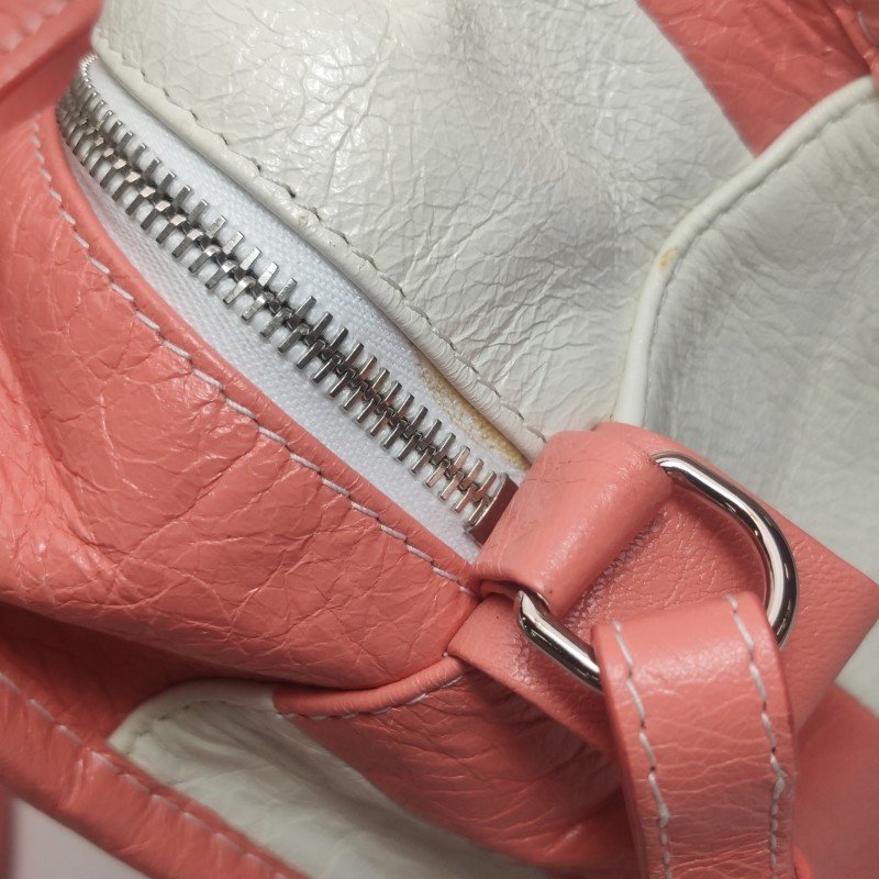 Balenciaga Bazar油蠟皮拼色條紋logo小微標斜挎包單肩包-16