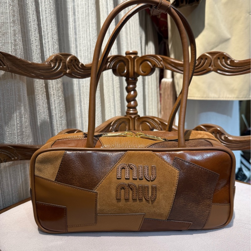 Miumiu 拼皮 棕色保龄球-0