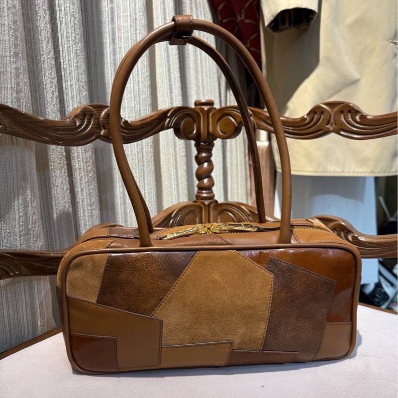 Miumiu 拼皮 棕色保龄球-2