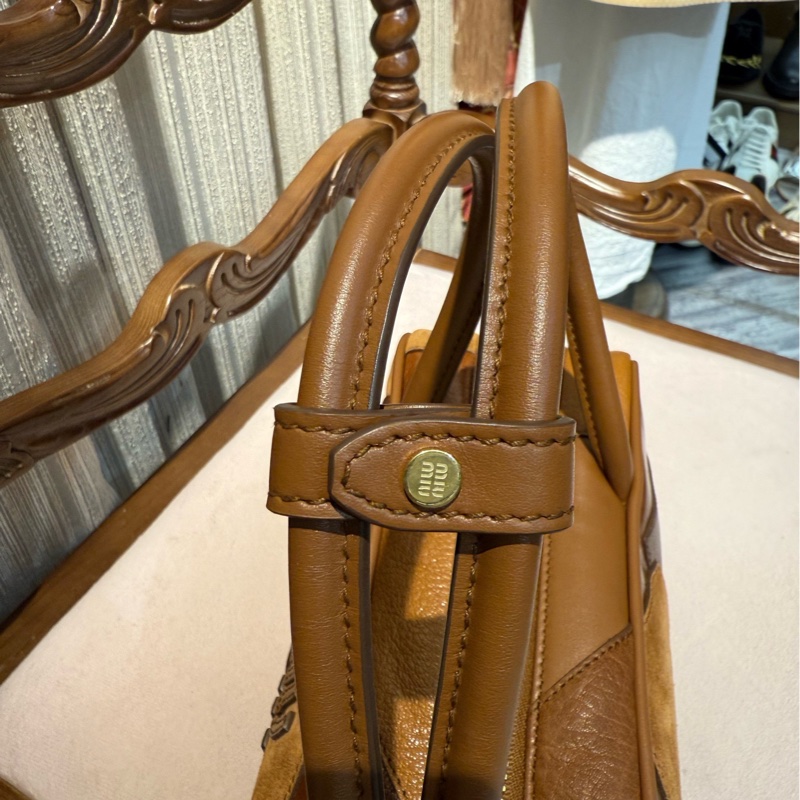 Miumiu 拼皮 棕色保龄球-6