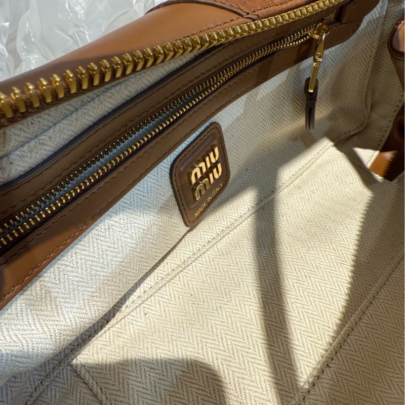 Miumiu 拼皮 棕色保龄球-7