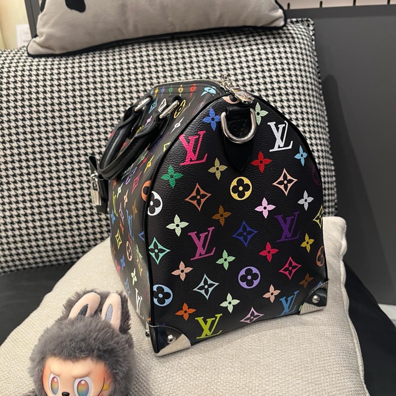 LV x TM Speedy Soft 30 M13257 村上隆黑彩花限量-4