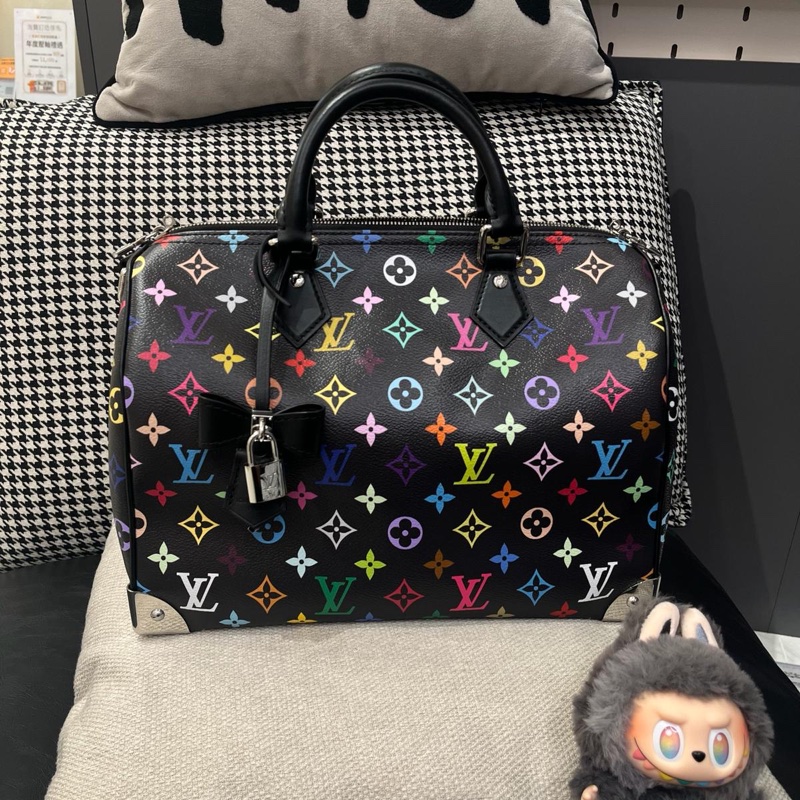 LV x TM Speedy Soft 30 M13257 村上隆黑彩花限量-5