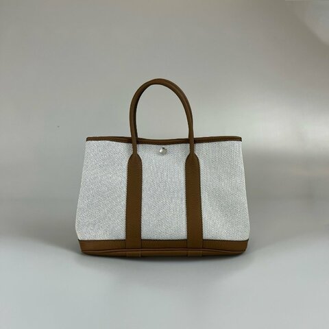 HERMES Z刻 咖拚藍帆布拚色GP30手提包