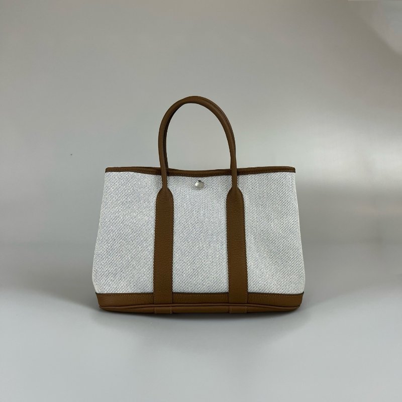 HERMES Z刻 咖拚藍帆布拚色GP30手提包-0