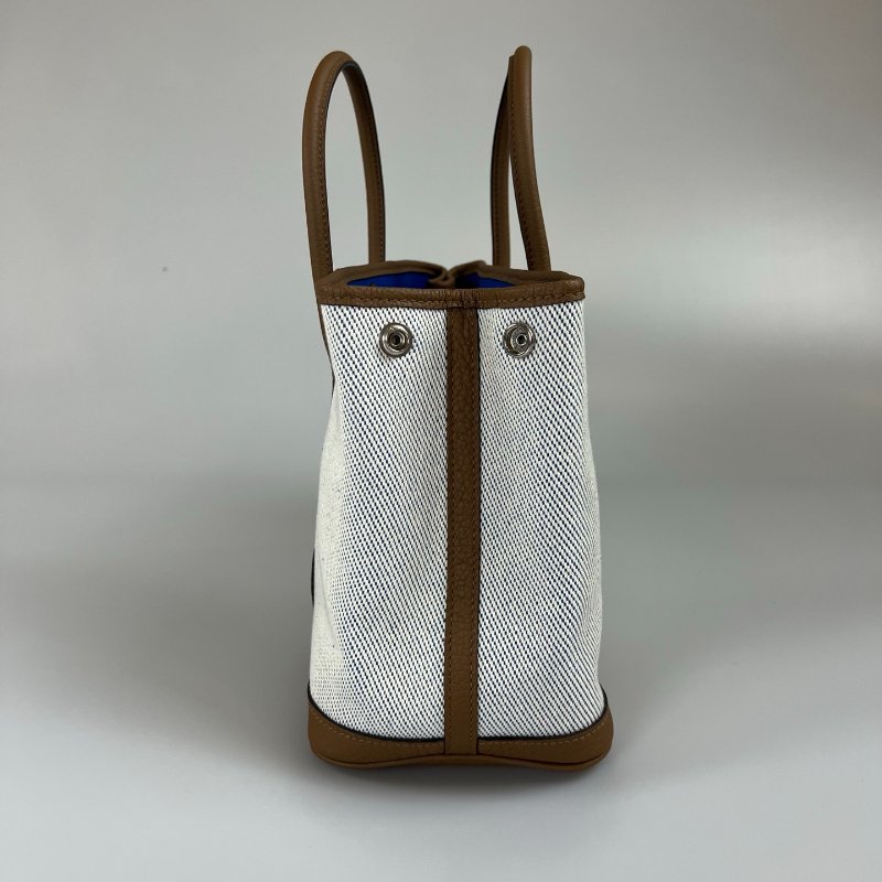 HERMES Z刻 咖拚藍帆布拚色GP30手提包-4