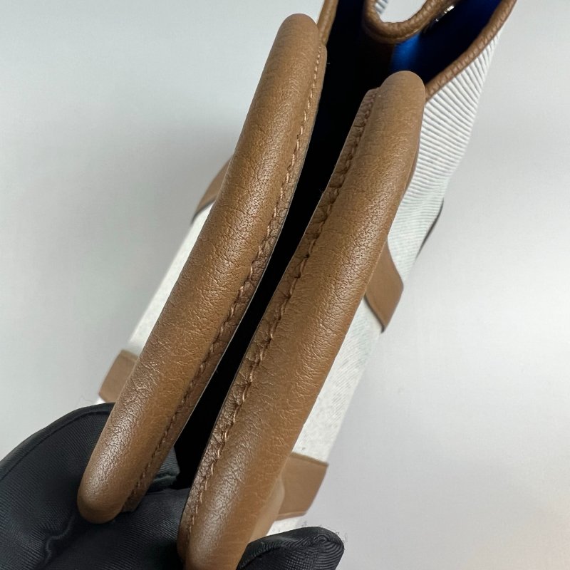 HERMES Z刻 咖拚藍帆布拚色GP30手提包-9