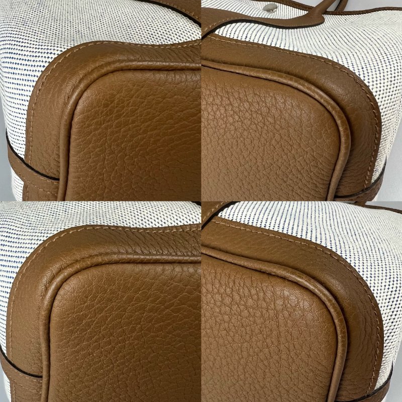 HERMES Z刻 咖拚藍帆布拚色GP30手提包-10