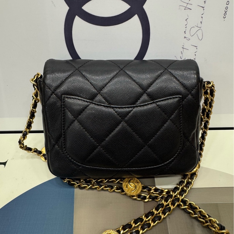 Chanel 牛皮荔枝纹 金币链条方胖子-3