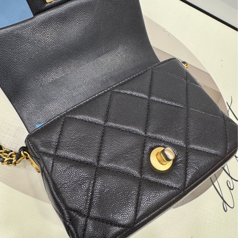 Chanel 牛皮荔枝纹 金币链条方胖子-7