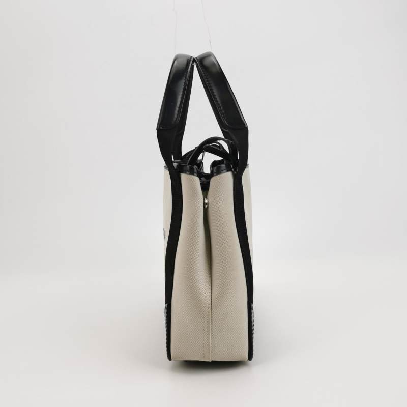 Balenciaga Navy Cabas加小號牛皮帆布字母Logo加固邊飾子母包斜挎包單肩包-3