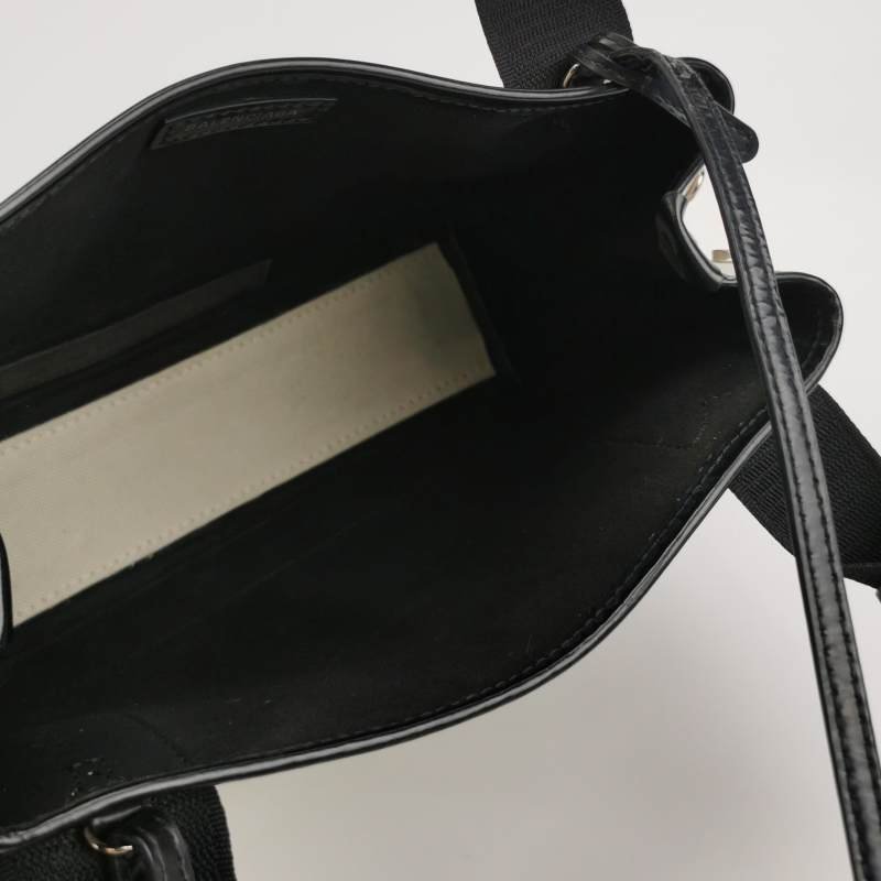 Balenciaga Navy Cabas加小號牛皮帆布字母Logo加固邊飾子母包斜挎包單肩包-7