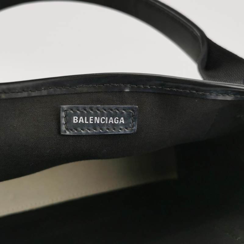 Balenciaga Navy Cabas加小號牛皮帆布字母Logo加固邊飾子母包斜挎包單肩包-8