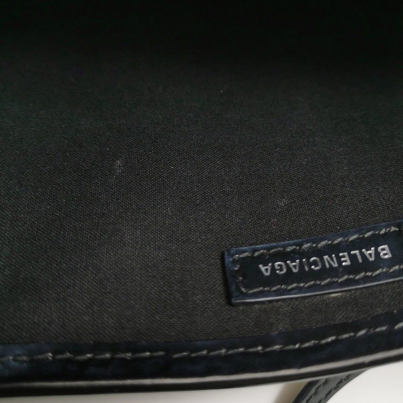 Balenciaga Navy Cabas加小號牛皮帆布字母Logo加固邊飾子母包斜挎包單肩包-9