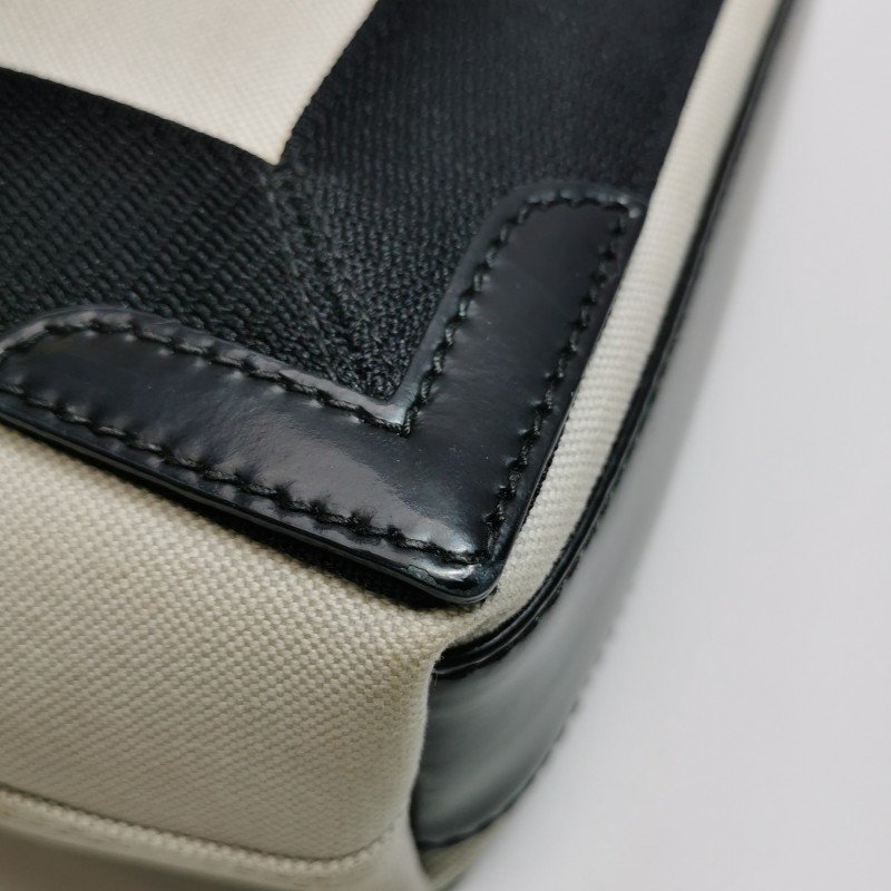 Balenciaga Navy Cabas加小號牛皮帆布字母Logo加固邊飾子母包斜挎包單肩包-17