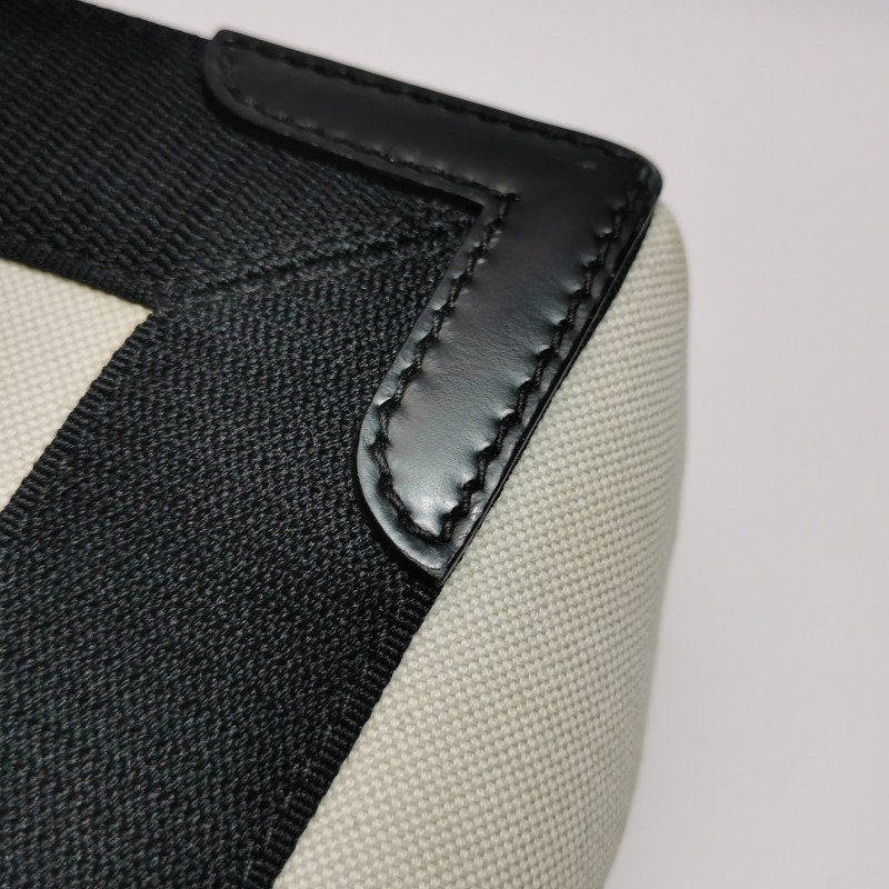 Balenciaga Navy Cabas加小號牛皮帆布字母Logo加固邊飾子母包斜挎包單肩包-18